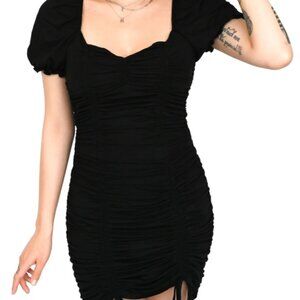 Foxblood ruched fitted dress goth
